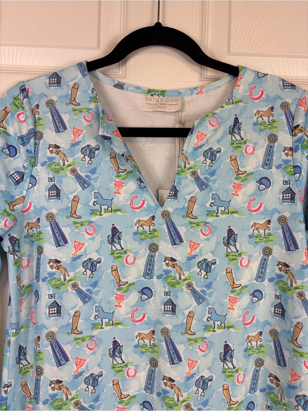 NWT Smith & Quinn Luca dress blue equestrian horse print sz sm - Picture 2 of 6